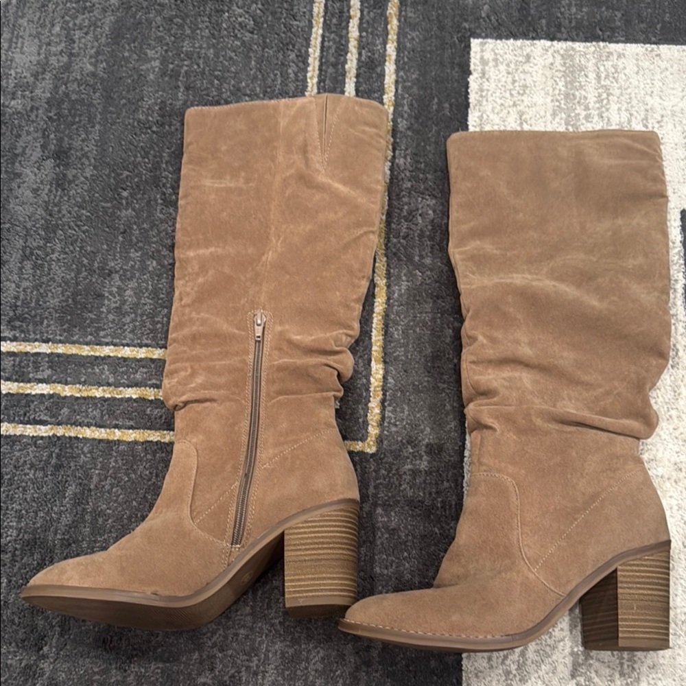 Suede Tan Knee-High Boots
